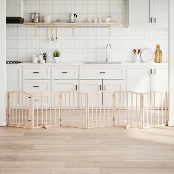 vidaXL Barri&egrave;re pour chiens avec porte 6 panneaux bois de peuplier