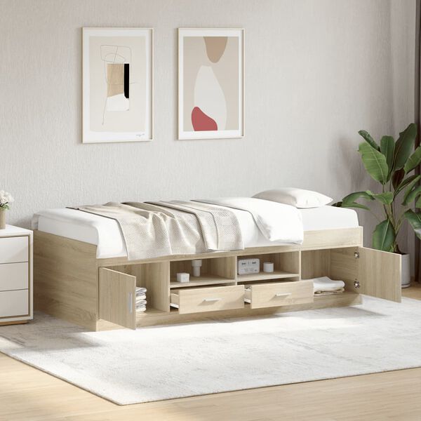 vidaXL Lit de jour avec tiroirs sans matelas chêne sonoma 75x190 cm