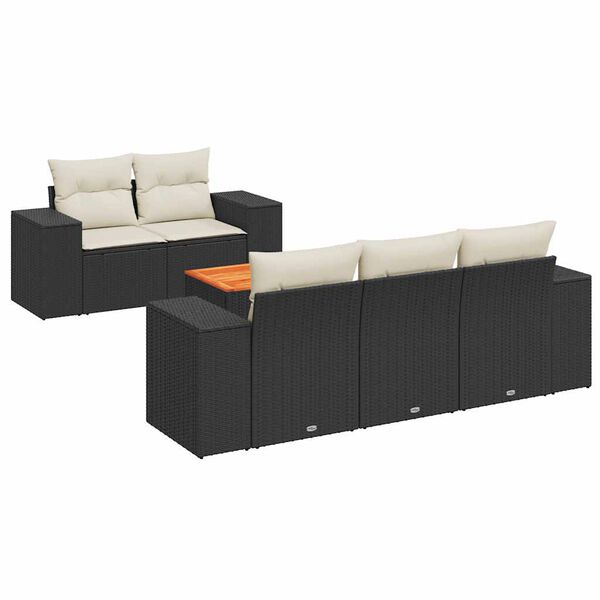 vidaXL Salon de jardin 6 pcs avec coussins noir r&eacute;sine tress&eacute;e