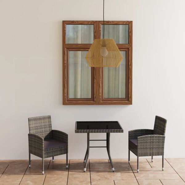 vidaXL Ensemble à manger de jardin 3 pcs Résine tressée Anthracite