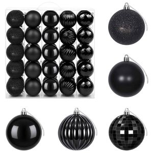vidaXL Ensemble de boules de No&euml;l 50 pc Noir 8 cm Polystyr&egrave;ne