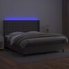 vidaXL Sommier &agrave; lattes de lit matelas LED Gris 160x200 cm Similicuir