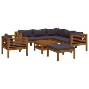 vidaXL Salon de jardin 8 pcs avec coussin Bois d'acacia solide