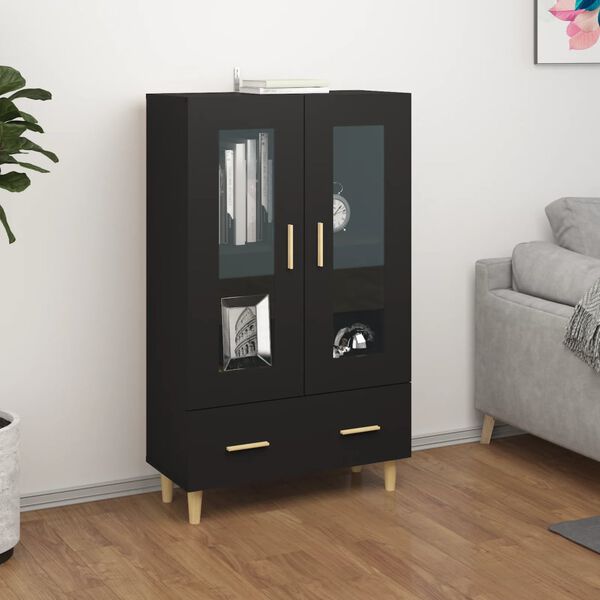 vidaXL Buffet haut noir 70x31x115 cm bois d'ing&eacute;nierie