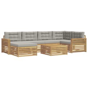 vidaXL Ensemble de canap&eacute;s d'ext&eacute;rieur 7 pc Blanc et gris clair