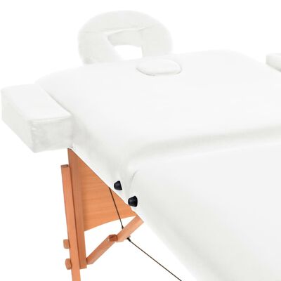 vidaXL Table de massage pliable à 2 zones 10 cm d'épaisseur Blanc
