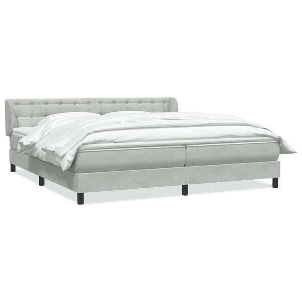 vidaXL Sommier &agrave; lattes de lit et matelas gris clair 180x210cm velours