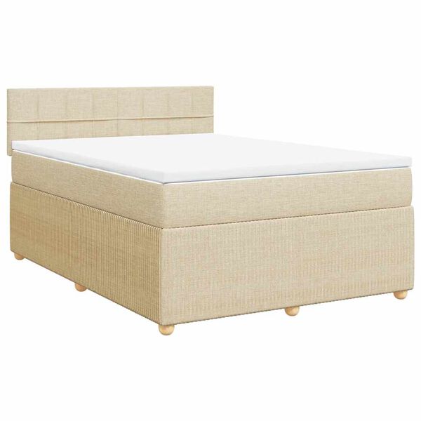 vidaXL Sommier &agrave; lattes de lit avec matelas Cr&egrave;me 140x200 cm Tissu