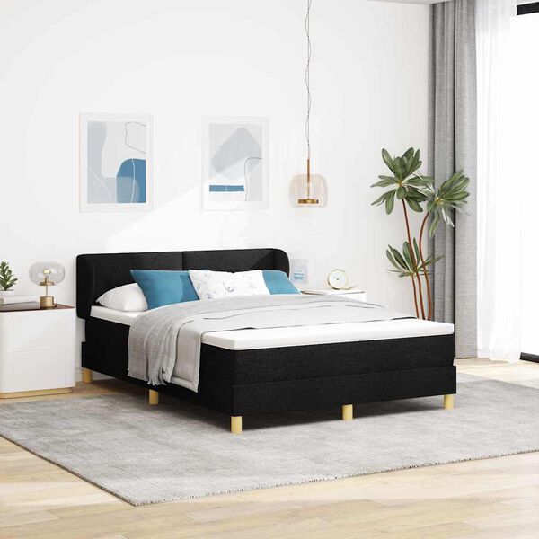vidaXL Lit &agrave; ressorts avec matelas Noir 140 x 200 cm tissu
