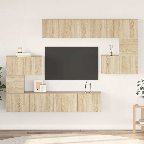 vidaXL Ensemble de meubles TV 8 pcs Ch&ecirc;ne sonoma Bois d'ing&eacute;nierie