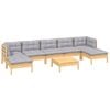 vidaXL Salon de jardin 8 pcs avec coussins gris Bois de pin