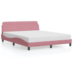 vidaXL Cadre de lit avec t&ecirc;te de lit Dover rose 160x200cm velours