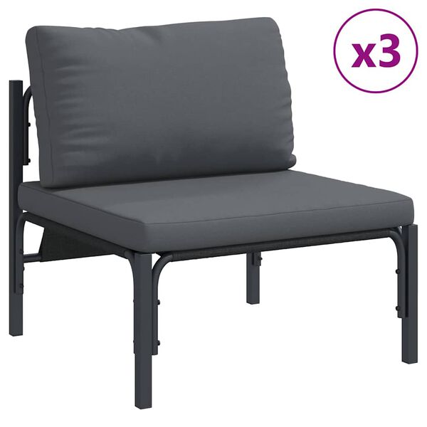 vidaXL Ensemble de canap&eacute; de jardin avec coussin 6 pcs Noir Acier
