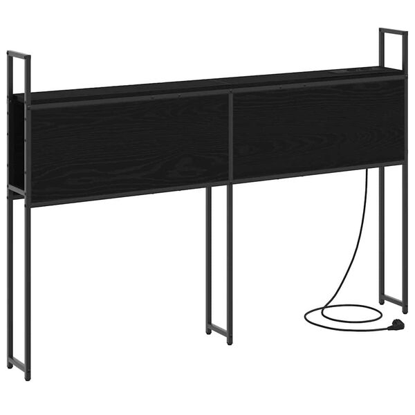 vidaXL Headboard de Rangement avec Station de Charge Ch&ecirc;ne noir 135 cm