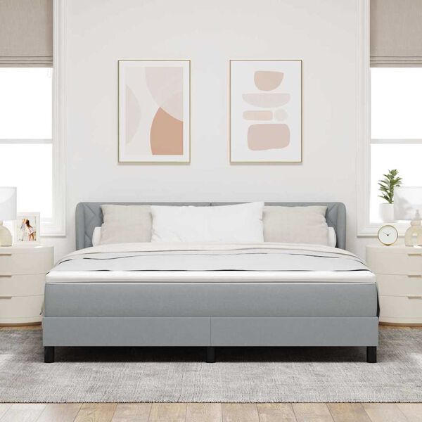 vidaXL Lit &agrave; ressorts avec matelas Gris clair 180 x 200 cm tissu