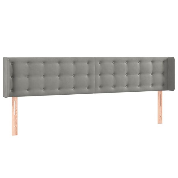 vidaXL Tête de lit à LED Gris clair 203x16x78/88 cm Velours