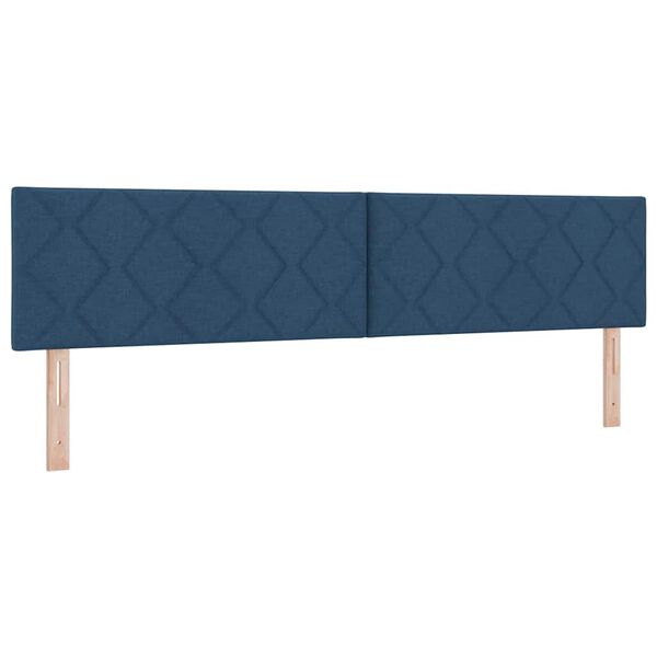 vidaXL Lit &agrave; Ressorts avec matelas Bleu 200 x 200 cm tissu