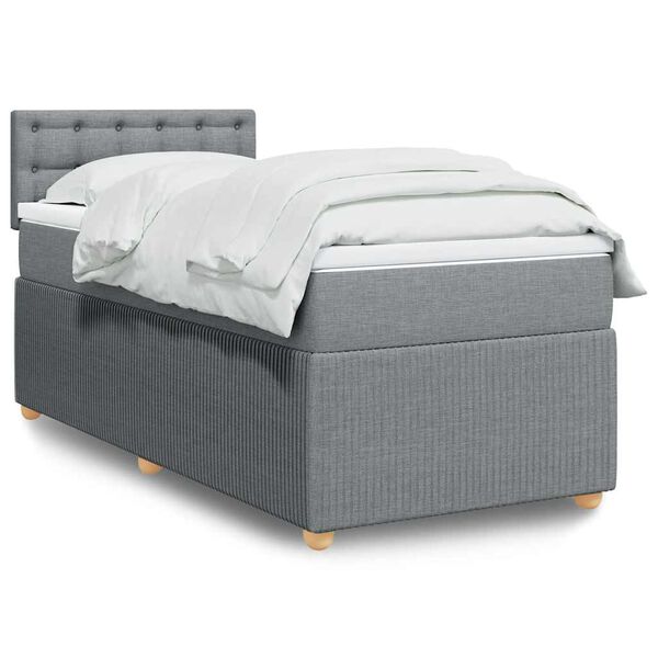 vidaXL Sommier &agrave; lattes de lit avec matelas gris clair 80x200 cm tissu