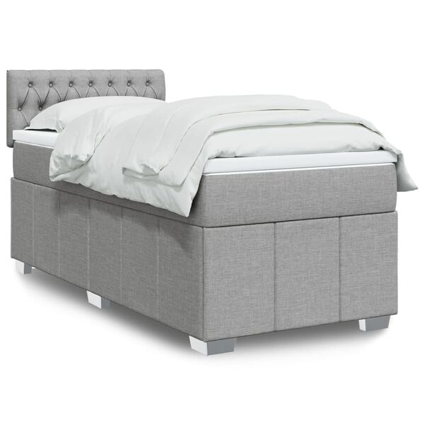 vidaXL Sommier &agrave; lattes de lit avec matelas gris clair 80x200 cm tissu