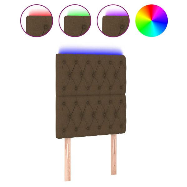 vidaXL T&ecirc;te de lit &agrave; LED Marron fonc&eacute; 80x7x118/128 cm Tissu