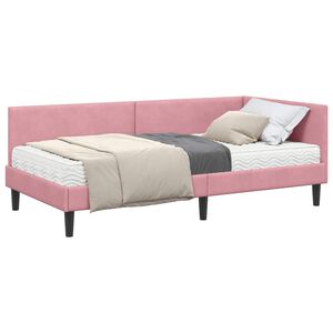 vidaXL Cadre de lit d'angle avec matelas Autre 2 pc Gris Velours