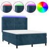 vidaXL Sommier &agrave; lattes de lit matelas et LED Bleu fonc&eacute; 140x200 cm