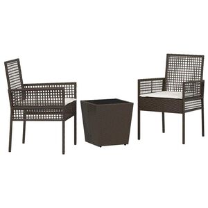 vidaXL Ensemble bistro de jardin 3 pcs Marron polyrotin