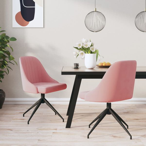 vidaXL Chaises &agrave; manger lot de 2 Rose Velours