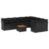 vidaXL Salon de jardin 10 pcs avec coussins noir r&eacute;sine tress&eacute;e