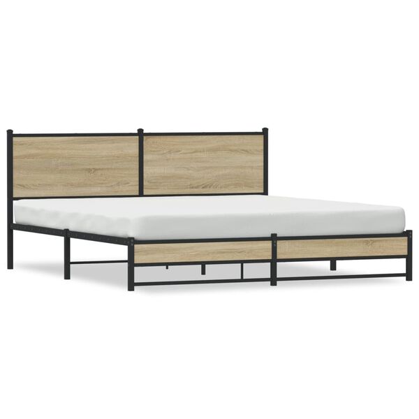 vidaXL Cadre de lit en m&eacute;tal sans matelas ch&ecirc;ne sonoma 160x200 cm