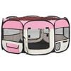 vidaXL Parc pliable pour chien avec sac de transport Rose 145x145x61cm
