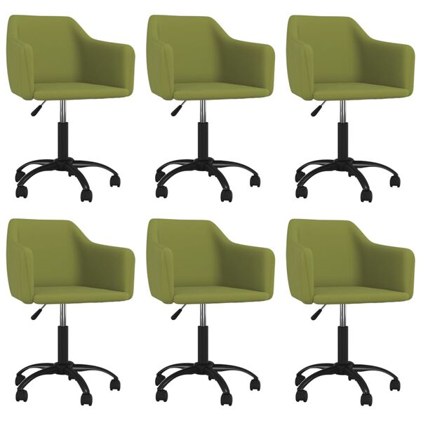 vidaXL Chaises pivotantes &agrave; manger lot de 6 Vert clair Velours