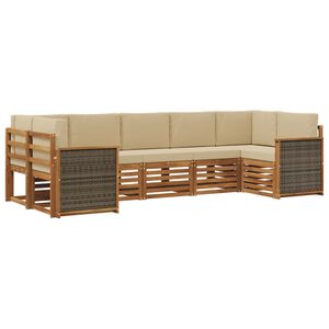 vidaXL Ensemble de canap&eacute; d'angle avec coussin 6 pcs Naturel