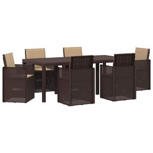 vidaXL Ensemble de salle &agrave; manger pour jardin 7 pc Marron et taupe PP