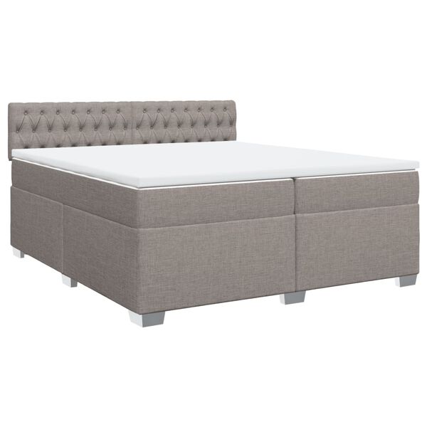vidaXL Sommier &agrave; lattes de lit avec matelas Taupe 200x200 cm Tissu