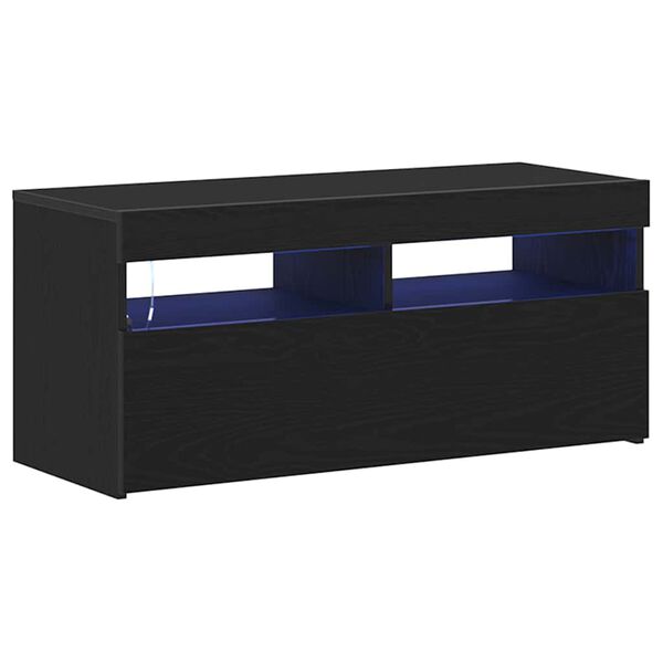 vidaXL Meuble TV Ch&ecirc;ne noir 90 x 35 x 40 cm Bois d'ing&eacute;nierie