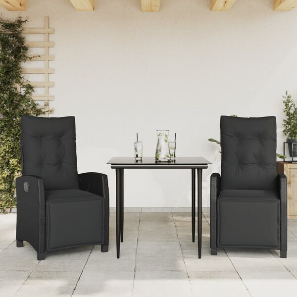 vidaXL Ensemble &agrave; manger de jardin 9pcs coussins noir r&eacute;sine tress&eacute;e