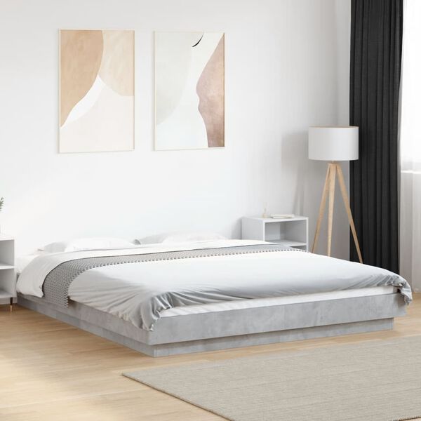 vidaXL Cadre de lit sans matelas gris b&eacute;ton 160x200 cm