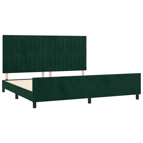 vidaXL Cadre de lit sans matelas vert fonc&eacute; 200x200 cm velours
