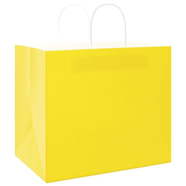 vidaXL Sacs en papier 50 pcs avec poign&eacute;es jaune 32x22x28 cm