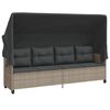vidaXL Chaise longue avec auvent et coussins gris clair r&eacute;sine tress&eacute;e
