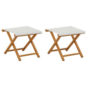 vidaXL Chaise Longue 2 pcs Bois d'eucalyptus massif Cr&egrave;me