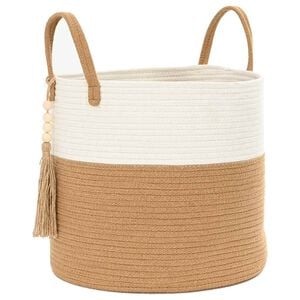 vidaXL Panier de rangement marron et blanc &Oslash;40x35 cm coton