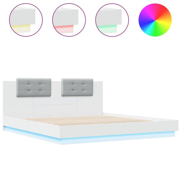 vidaXL Cadre de lit avec LED sans matelas blanc 180x200 cm