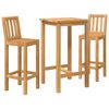 vidaXL Ensemble de bar ext&eacute;rieur 3 pcs Non trait&eacute; Bois de teck massif