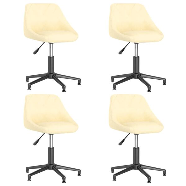 vidaXL Chaises pivotantes &agrave; manger lot de 4 cr&egrave;me velours