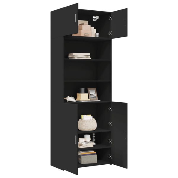 vidaXL Armoire de rangement noir 80x42,5x225 cm bois d'ing&eacute;nierie