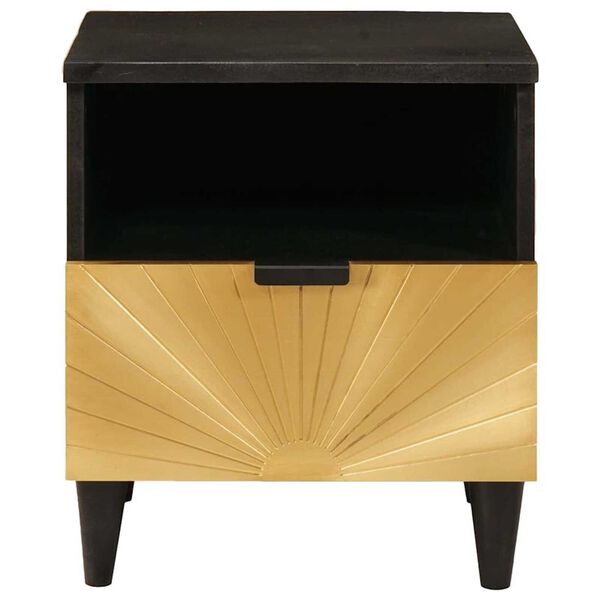 vidaXL Cabinet de chevet avec tiroir Noir et or 40 x 33 x 46 cm