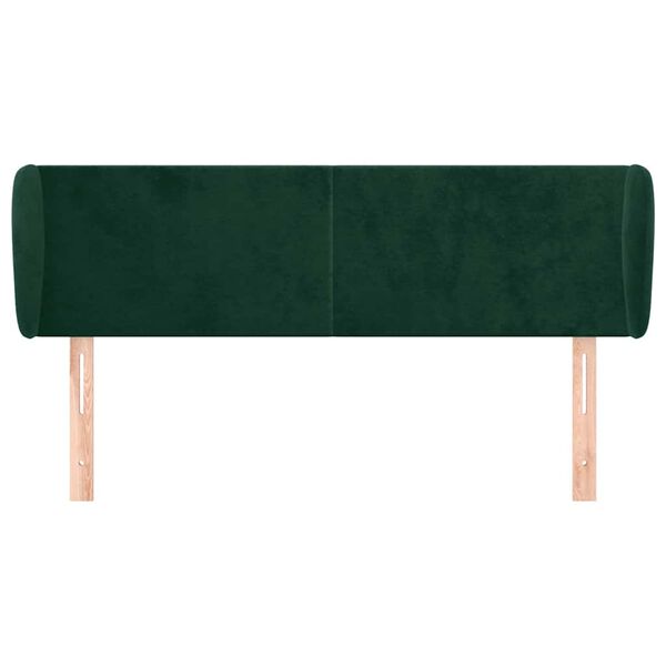 vidaXL T&ecirc;te de lit avec oreilles Vert fonc&eacute; 147x23x78/88 cm Velours