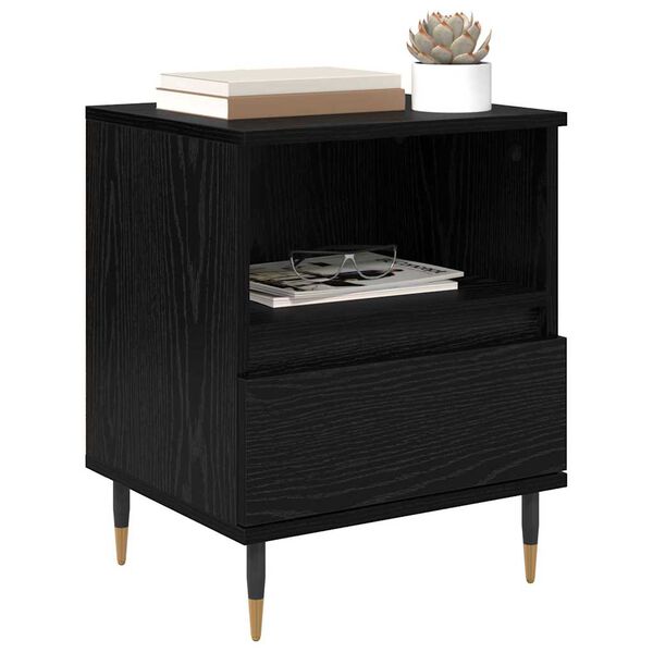vidaXL Cabinet de chevet Ch&ecirc;ne noir 40 x 35 x 50 cm Bois d'ing&eacute;nierie